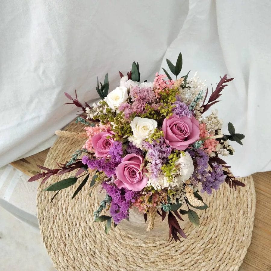 Ramo de novia de flores preservadas Cereza